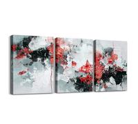 Homemissing Red Black Grey Canvas Wall Art for Living Room Bedroom Abstract Geometric Office Decorations Artwork Posters Modern Art Painting