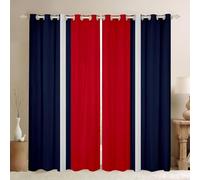 Homemissing Red Blue Curtains for Bedroom Living Room Kids Boys Girls Strip Lines 30%-50% Blackout Curtains W52*L90 Window Drapes Decor Abstract Window Treatments