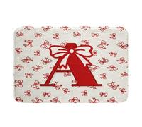Homemissing Red Bow Bathroom Rugs Microfiber 20x32Inch Initial Letter A Bath Mats Non-Slip Cute Bowknot Bathroom Accessories Monogrammed Floor Doormats Princess Decor Soft Door Mat