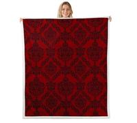 Homemissing Red Damask Floral Fleece Throw Blanket Queen 90x90Inch Vintage Classic Flower Pattern Bedroom Decor Luxury Royal Jacquard Plush Sherpa Blanket for Bed Sofa Couch Minimalist Room Decor