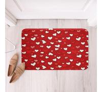 Homemissing Red Heart Pattern Bathroom Rugs Microfiber 16x24Inch Valentine's Day Heart Bath Mats Non-Slip Romantic Bathroom Accessories Love Themed Floor Doormats Princess Style Soft Door Mat