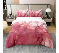 Homemissing Red Kids Bedding Set,Boys Girls King Size,Abstract Marble Duvet Cover 100% Cotton,Ink Fluid Art Soft Comforter Cover Set,Abstract Art Bedspread Cover Luxury Marbling Texture,No Comforter