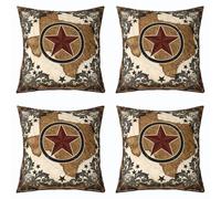 Homemissing Retro Floral Print Cushion Covers Set of 4 50x50cm 3D Brown Damask Throw Pillow Covers Antique Victorian Baroque Pillowcase Vintage Boho Style Cushion Case