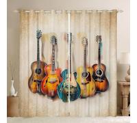 Homemissing Rock Music Curtains for Bedroom Living Room Guitar 30%-50% Blackout Shades Musical Room Darkening Curtain Window Treatments, 2 Panels W66*L72 Decor