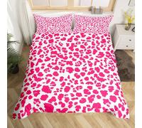 Homemissing Rose Leopard Duvet Cover King Cheetah Comforter Cover for Boys Girls Animal Print Bedding Set 3Pcs Leopard Fur Print Room Decor Safari