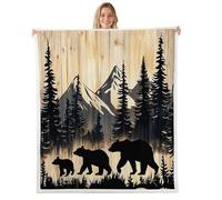 Homemissing Rustic Bear Sherpa Throw Blanket for Couch Cabin Country Super Soft Cozy Fleece Wild Animal Blanket for Winter, Plush Throw Nature WildLife Baby 30x40Inch Farmhouse Bear All Season