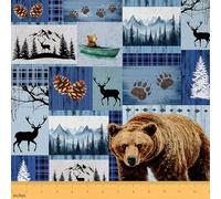 Homemissing Rustic Bear Upholstery Fabric for Chairs Hunting Theme Fabric by The Yard Retro Deer Elk for Home DIY Projects Wildlife Waterproof Indoor Outdoor Fabric Decor,10 Yards (L920*W150cm) s