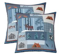 Homemissing Rustic Cabin Throw Pillow Covers Set of 2 Moose and Duck Cushion Case Lake and Fish Decor Pillowcase Outdoor Nature Theme Indoor Outdoor 24"x24" Set