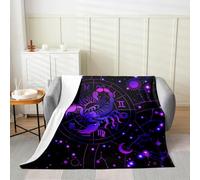 Homemissing Scorpio Flannel Fleece Throw Blanket Double 60x79Inch Constellations Fuzzy Blanket Kids Boys Girls 12 Horoscope Astrology Plush Bedroom Decor