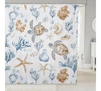 Homemissing Sea Turtle Shower Curtain for Bathroom Decor Ocean Beach Starfish Bath Curtain Marine Sea Creatures Bathroom Accessories Waterproof Polyester Fabric for Stalls Bathtubs 180x180cm