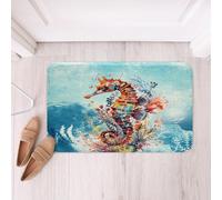 Homemissing Seahorse Bathroom Rugs 16x24Inch Ocean Creature Themed Doormats Floor Mat Sea Creature Underwater World Bath Mats for Bathroom Non-slip Marine life Sealife Bathroom Accossories Underwater