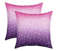 Homemissing Set of 2 Glitter Pink Purple Throw Pillow Covers Gradient Fairy Dreamy Cushion Case for Home Living Room Decor Reversible Magical Fantasy Decorative Throw Cushion Case 18"x18"