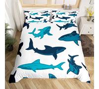 Homemissing Shark Bedding &Linen Ocean Marine Animal Bedding Set Sea Underwater Creature Duvet Cover for Boys Girls Kids Cute Sealife Bedding & Linen Single Size