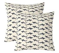 Homemissing Shark Silhouette Throw Pillow Covers Set of 2 Ocean Theme Cushion Case Navy Blue Decor Pillowcase Cartoon Style Indoor Outdoor Sea Creatures Super Soft 60x60cm