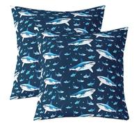Homemissing Shark Throw Pillow Covers Set of 2 Ocean Sea Underwater Animal Cushion Case Creature Sealife Decor Pillowcase Indoor Outdoor Super Soft 50x50cm