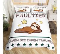 Homemissing Sloth Bedding Set Single Cute Sloth Duvet Cover Set Cartoon Animal Print Kawaii Beds Set Natural Theme Beds for Kids Boys Girls Breathable Bedding Set