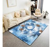 Homemissing Snowman Area Rug 100 * 150cm Polyester | Christmas Living Room Rugs for Bedroom Pinecone Decor Carpet Fairy Tales Indoor Floor Mat Soft Non-slip