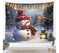 Homemissing Snowman Tapestry Kids Large Large 58x79 Inch Christmas Red Cardinal Animal Wall Art for Boys Girls Teens Xmas Tree Snowflake Woodland Winter Holiday Wall Hanging Blanket Room Decor