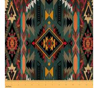 Homemissing Southwest Geometric Fabric by The Yard 2 Yards (L184*W150cm) s Kids Tribal Native Design Upholstery Fabric for Chairs Deep Green for Home DIY Projects, Indoor Outdoor Decor