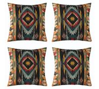Homemissing Southwest Geometric Throw Pillow Covers 50x50cm Set of 4 Soft Kids Tribal Native Design Cushion Cases for Boys Girls Red Teal Yellow Decor Pillowcases Polyester