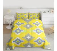 Homemissing Southwest Kids Comforter Set Double Size Tribal Bedding Set Southwestern Geometric Duvet Quilt for Kids Boys Girls Bedroom Boho Decor Yellow Microfiber Ultra Soft Breathable