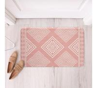 Homemissing Southwest Native Design Bathroom Rugs Microfiber 16x24Inch Southwestern Geometric Floor Doormats Non-Slip Tribal Bathroom Accessories Western Bath Mats Light Pink Soft Door Mat
