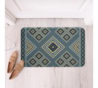 Homemissing Southwest Native Design Bathroom Rugs Microfiber 16x24Inch Southwestern Geometric Floor Doormats Non-Slip Tribal Bathroom Accessories Western Bath Mats Light Blue Soft Door Mat