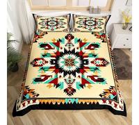 Homemissing Southwestern Aztec Duvet Cover Junior/Cot Bed Size Western Aztec Bedding Set Breathable Soft Native American Geometric Comforter Cover 2Pcs Bohemian Bedroom Decor
