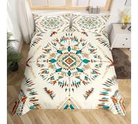 Homemissing Southwestern Aztec Duvet Cover King Size Native American Geometric Bedding Set for Boys Girls Rustic Western Comforter Cover Bohemian Bedroom Decor 3Pcs