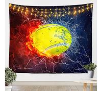 Homemissing Sports Tapestry Tennis Ball Tapestry Wall Hanging for Kids Boys Girls Water Burning Ball Wall Art for Bedroom Living Room Competitive Games,Medium 51x59 Inch