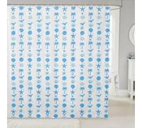 Homemissing Starfish Beach Ocean Coastal Shower Curtain for Bathroom Decor Palm Tree Whale Bath Curtain Blue Summer Sea Creatures Bathroom Accessories Waterproof Polyester Fabric 180x240cm