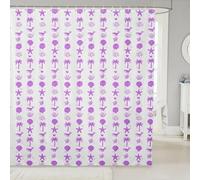 Homemissing Starfish Beach Ocean Coastal Shower Curtain for Bathroom Decor Palm Tree Whale Bath Curtain Purple Summer Sea Creatures Bathroom Accessories Waterproof Polyester Fabric 180x180cm