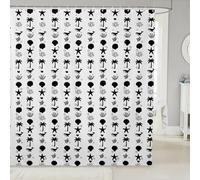Homemissing Starfish Beach Ocean Coastal Shower Curtain for Bathroom Decor Palm Tree Whale Bath Curtain Black Summer Sea Creatures Bathroom Accessories Waterproof Polyester Fabric 180x240cm