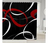 Homemissing Stripe Line Shower Curtain Decor Black Red Bath Curtain for Stalls Bathtubs Black Blue Bathroom Accessories Abstract Modern Art Waterproof Polyester Fabric with 12 Hooks 180x210cm