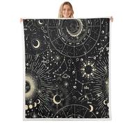 Homemissing Sun And Moon Sherpa Blanket Boho Exotic Fleece Throw Blanket Galaxy Astrology Plush For Sofa Bed Cute Zodiac Signs Single 50x60 Inch
