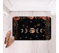 Homemissing Sun Moon Trippy Polyester Bath Rug Red Floral Soft Fleece Door Carpet for Kids Boys Girls Boho Nature Non Slip Bath Mat Starry Galaxy Bathroom Floor Indoor Doormat,20x32 Inch