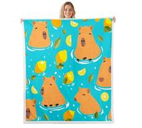 Homemissing Swimming Capybara Sherpa Blanket Plush Fuzzy Lemon Slice Prints Fleece Throw Blanket Boys Girls Summer Pool Theme Tropical Fruit Bedroom Decor Refreshing Summer Pattern Baby 30x40Inch
