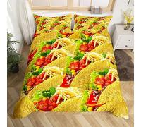Homemissing Taco Duvet Cover Realistic Food Comforter Cover Delicious Taco Bedding Set for Kids Boys Girls 3D Food Themed Bedspread Cover Decor Durable Bedclothes Single