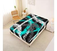 Homemissing Teal Black Kids Fitted Sheet Single Modern Art Minimalist