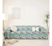 Homemissing Teal Happy Camping Slipcover Kids Camper Decorative Couch Cushion Cover Teens Rustic Farmhouse Style Soft Sofa Cover Rv Camping Couch Blanket Fits 1 Cushion, 180x231cm