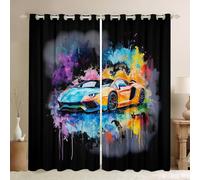 Homemissing Teen Boy Curtains for Bedroom Living Room Sports Car Teenager 30%-50% Blackout Drapes Extreme Sports Theme Room Darkening Curtain For Kids Boys Teens Window Treatments, 2 Panels W46*L72