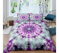 Homemissing Tie Dye Duvet Cover Paisley Bedding Set Boho Psychedelic Swirl Comforter Cover for Boys Girls Kids Bohemian Gypsy Hippie Mandala White Purple Bedding & Linen Double