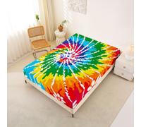 Homemissing Tie Dye Fitted Sheet Double Bedding Set Kids Bohemian Gypsy