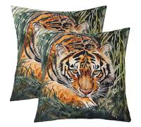 Homemissing Tiger Reversible Throw Pillow Covers 50x50cm Wild Animal Pillow Covers Home Decor Wildlife Square Cushion Covers Set of 2 Safari Cat Print Throw Pillowcases for Sofa Couch Chair Auburn