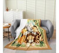 Homemissing Toddler Cartoon Animal Flannel Fleece Throw Blanket for Kids Boys Girls Tiger All Season Bed Blanket Queen 90x90Inch Elephant Fuzzy Blanket Lion Plush Blanket Elephant