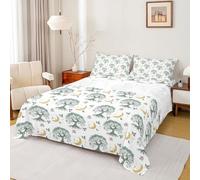 Homemissing Tree Bed Sheets Set King Size Moon Bed Set Floral Deep Pocket Fitted Sheet Botanical Breathable Soft Lightweight Microfiber