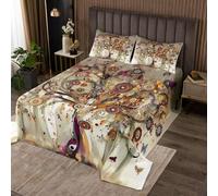Homemissing Tree Branches Bedspread King Size Tree of life Coverlet Set Western Decor Bedspread Coverlet for All Season With 2 Pillowcases Nature Theme Microfiber