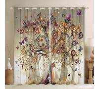 Homemissing Tree Branches Curtains for Bedroom Living Room Tree of life 30%-50% Blackout Darkening Drapes Western Decor Window Treatments, 2 Panels W46*L54 Nature Theme Room Decor