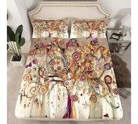 Homemissing Tree Branches Fitted Sheet with 1 Pillowcase Single Size Tree of life Bed Sheets Set 16" Deep Pocket Boys Girls Western Decor Bedding Nature Theme Teens Bedroom Decor