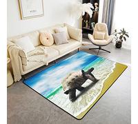 Homemissing Turtle Area Rug 100x150cm Reptile Tortoise Rugs Mat for Living Room Bedroom Nautical Beach Decor Carpet Non Slip Area Runner Rug